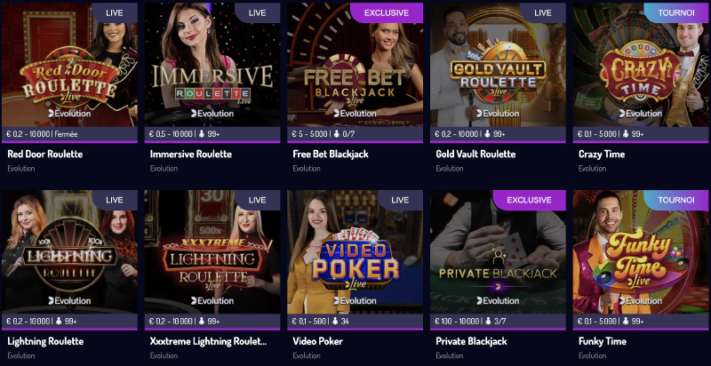 Jeux en direct avec des jeux en direct à Lucky8 Casino