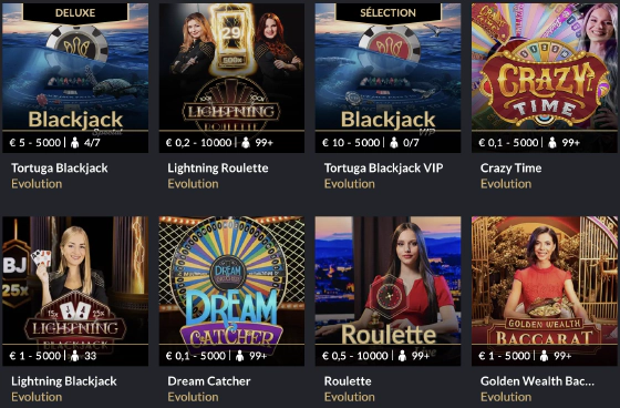 Le casino vient à vous pour vous faire vivre l'atmosphère réelle des jeux d'argent avec Casino Live